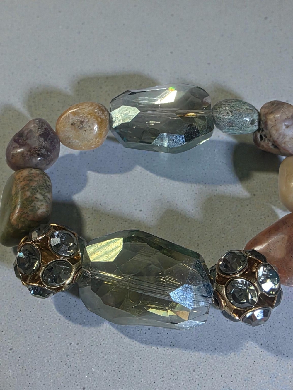 Natural Stone & Crystal Stretch Bracelet